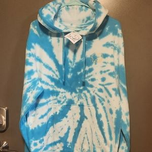 Ivory Ella Tropical Blue Tie Dye Hoodie Sweatshirt Sz M NWT